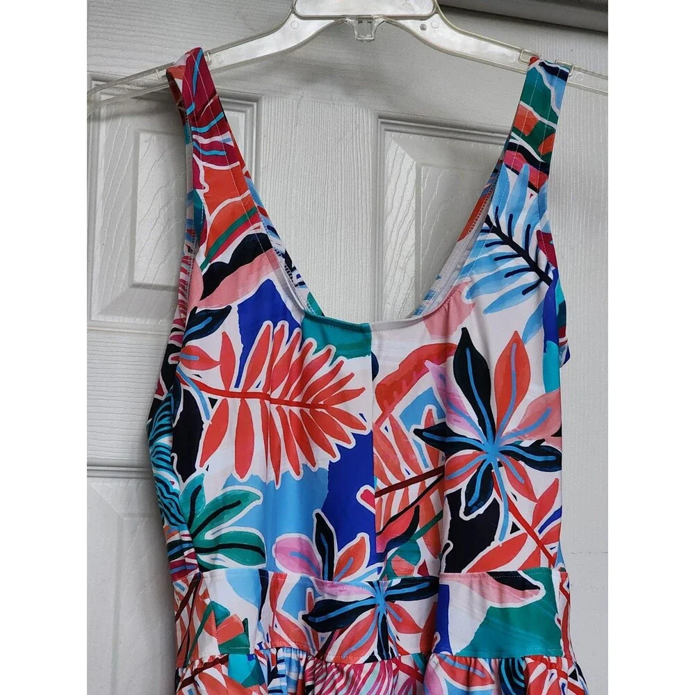 Maxine Of Hollywood Swimsuit Women's 16 Multicolor Tropical Tummy Control NWT